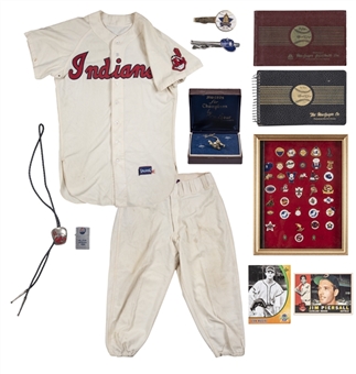 Vintage Cleveland Indians Collection Including Score Books, Pins & Uniform: Jersey & Pants